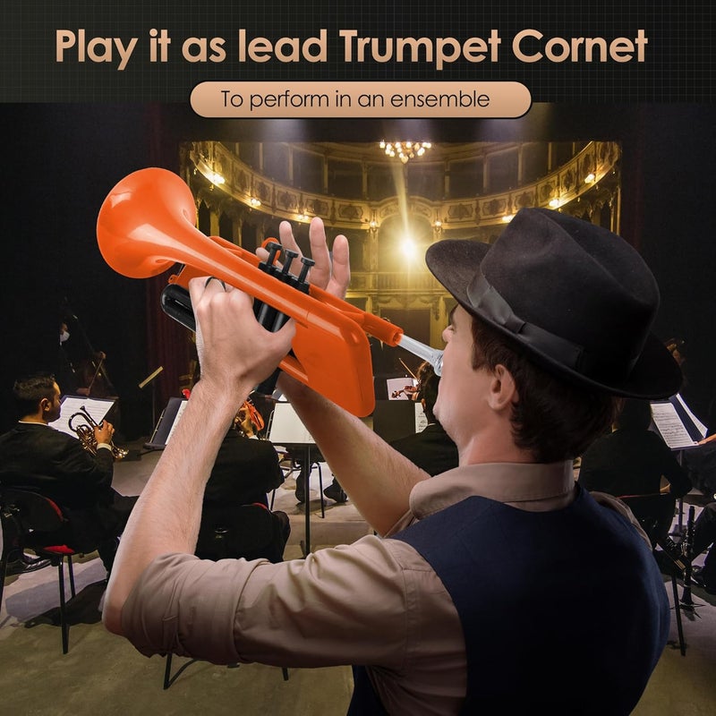 PAMPET SEA LION Professional Plastic Bb Trumpet Set for Student Beginner (Orange) - Image 4